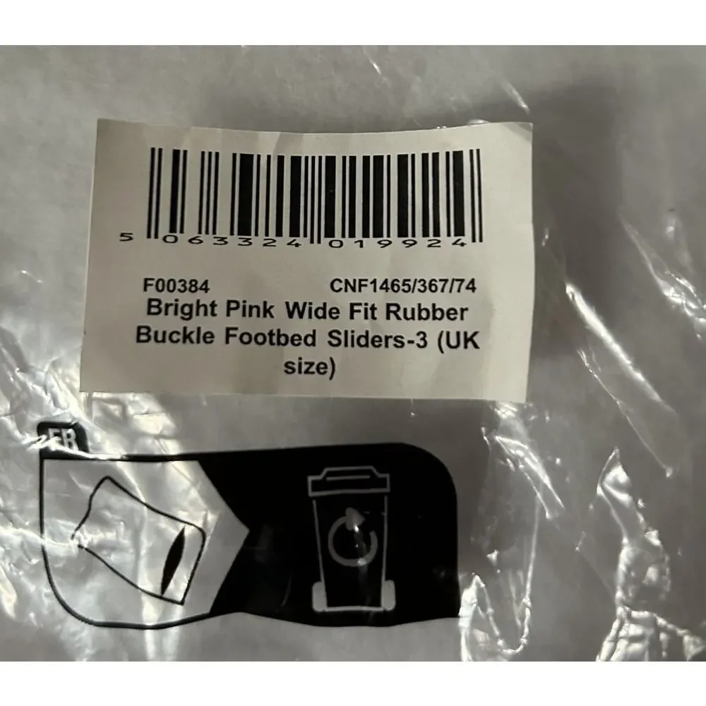 New In Bag PrettyLittleThing Bright Pink Wide Fit Buckle Footbed EVA Sliders-US5 - Picture 5 of 8